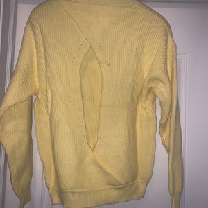 Lemon yellow open back sweater